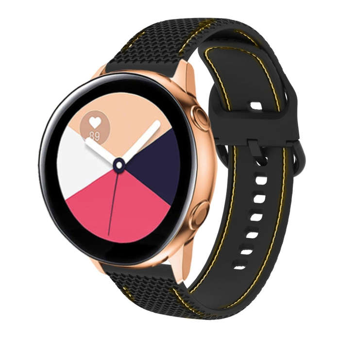 For Samsung Galaxy Watch5 40mm/44mm / Watch5 Pro Two-color Stitching Silicone Watch Band(Black+Ye...
