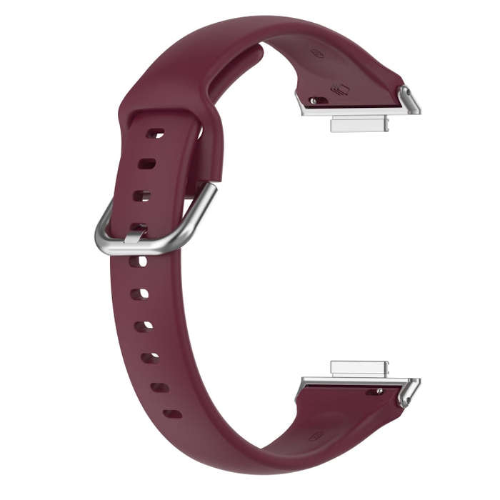 For Huawei Watch Fit 2 Small Waist Silicone Watch Band, Size:S(Wine Red)