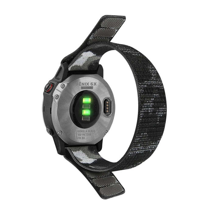 For Garmin Fenix 7 Hook And Loop Fastener Nylon Watch Band(Grey Camouflage)
