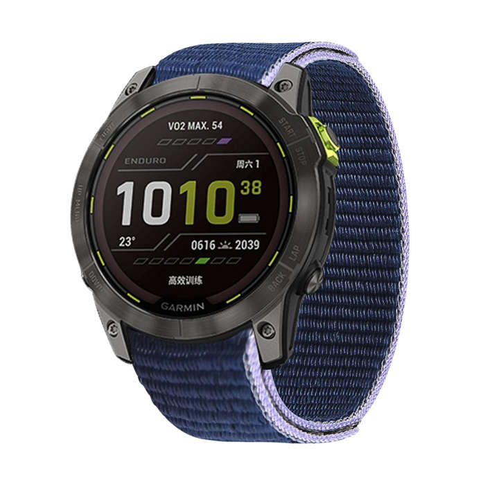 For Garmin Fenix 7X Hook And Loop Fastener Nylon Watch Band(Midnight Blue)