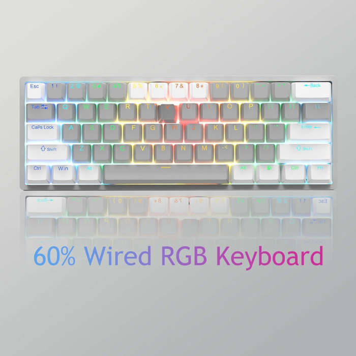 AULA F3261 Type-C Wired Hot Swappable 61 Keys RGB Mechanical Keyboard(Grey Black Green Shaft)