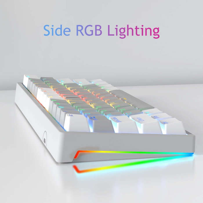 AULA F3261 Type-C Wired Hot Swappable 61 Keys RGB Mechanical Keyboard(White Grey Green Shaft)