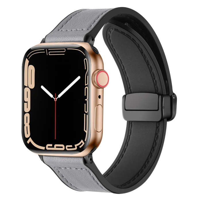 Magnetic Folding Silicone Leather Watch Band For Apple Watch Ultra 49mm&Watch Ultra 2 49mm / Seri...