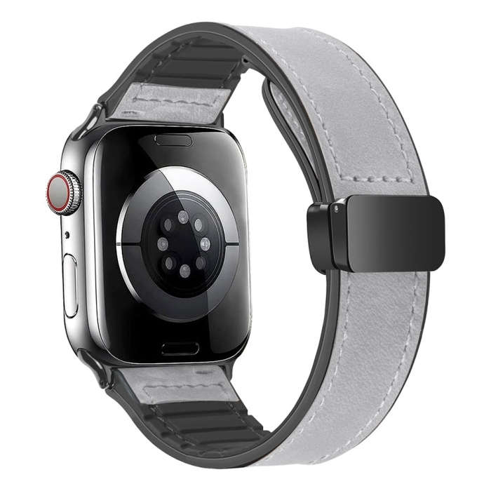 Magnetic Folding Silicone Leather Watch Band For Apple Watch Ultra 49mm&Watch Ultra 2 49mm / Seri...