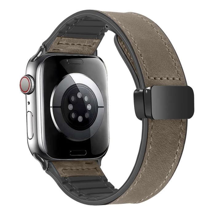 Magnetic Folding Silicone Leather Watch Band For Apple Watch Ultra 49mm&Watch Ultra 2 49mm / Seri...