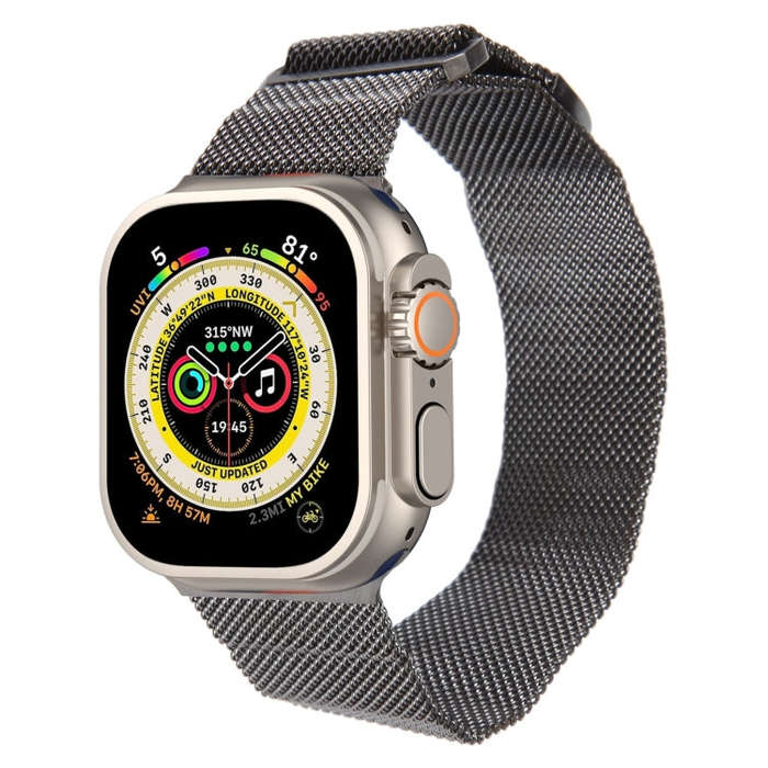 For Apple Watch Ultra 49mm Milanese Metal Magnetic Watch Band(Gunmetal)