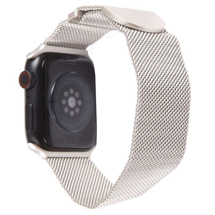 For Apple Watch SE 2022 44mm Milanese Metal Magnetic Watch Band(Starlight)