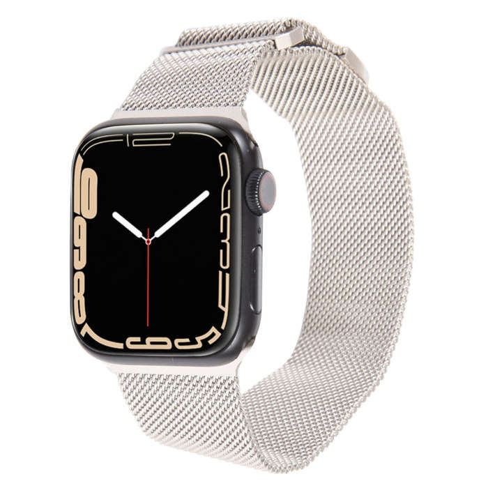 For Apple Watch SE 2022 44mm Milanese Metal Magnetic Watch Band(Starlight)