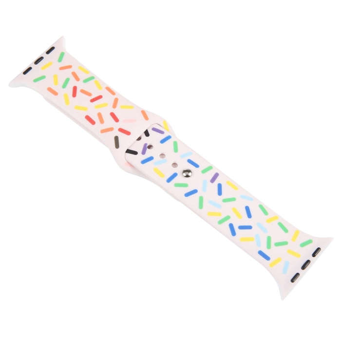 Rainbow Raindrops Silicone Watch Band For Apple Watch 7 41mm(Pink)