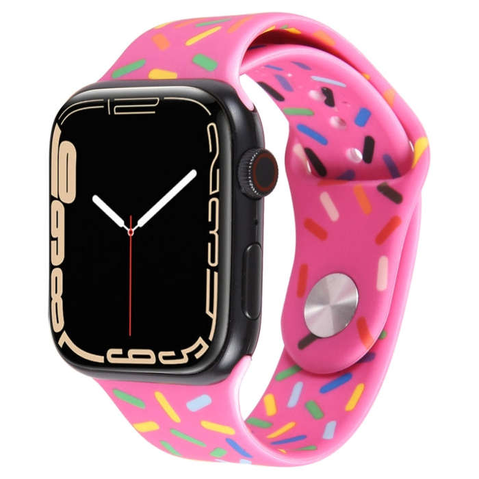 Rainbow Raindrops Silicone Watch Band For Apple Watch 2 38mm(Rose Red)