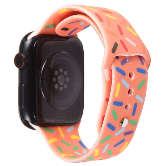 Rainbow Raindrops Silicone Watch Band For Apple Watch 38mm(Orange)