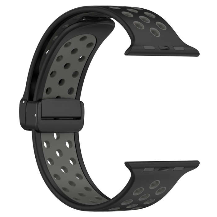 For Apple Watch Ultra 49mm Magnetic Buckle Silicone Watch Band(Black Grey)