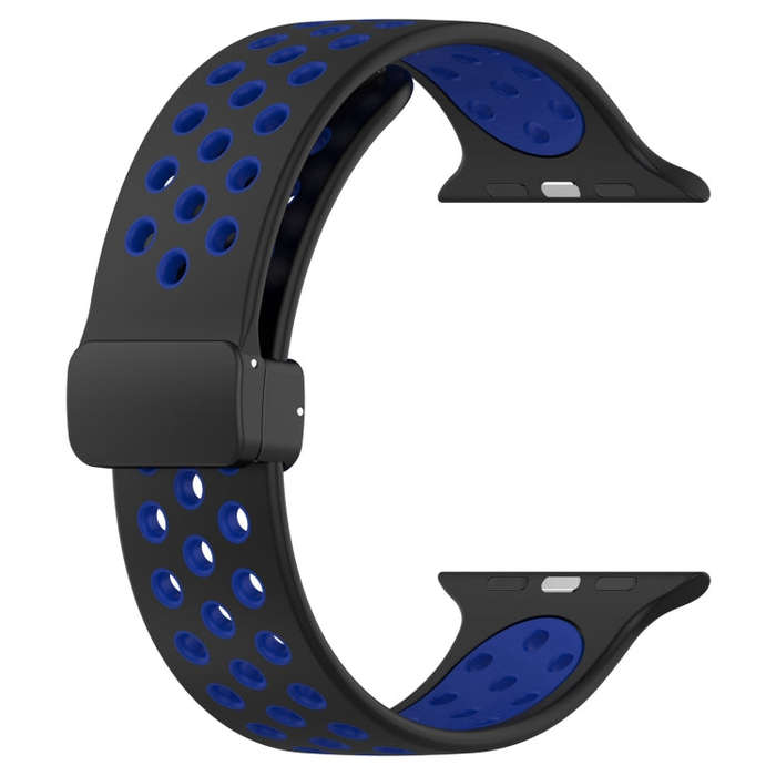 For Apple Watch SE 2022 40mm Magnetic Buckle Silicone Watch Band(Black Blue)