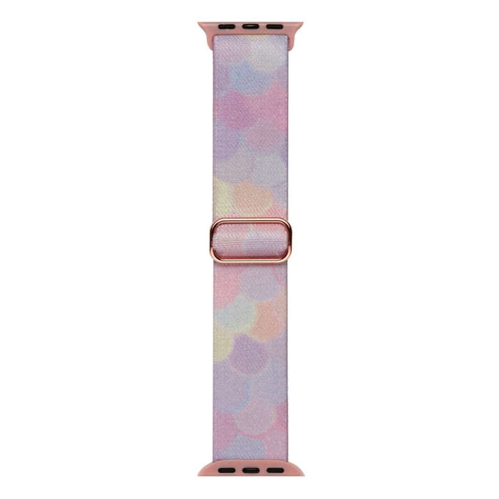 For Apple Watch SE 2022 44mm Painted Pattern Nylon Replacement Watch Band(Symphony Bubbles)