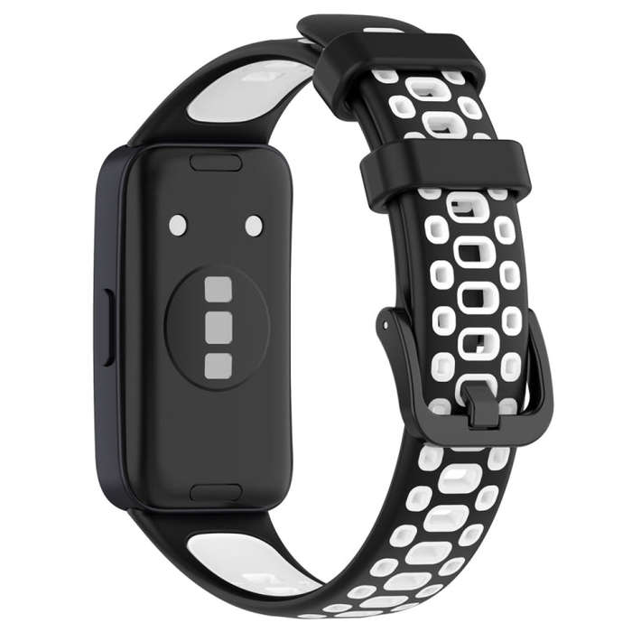 For Huawei Band 10 / 9 / 8 Two Color Silicone Watch Band(Black White)