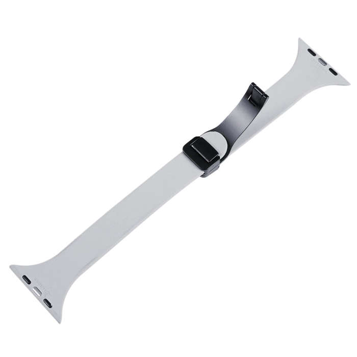 For Apple Watch Series 8 41mm Magnetic Buckle Slim Silicone Watch Band(Light Grey)