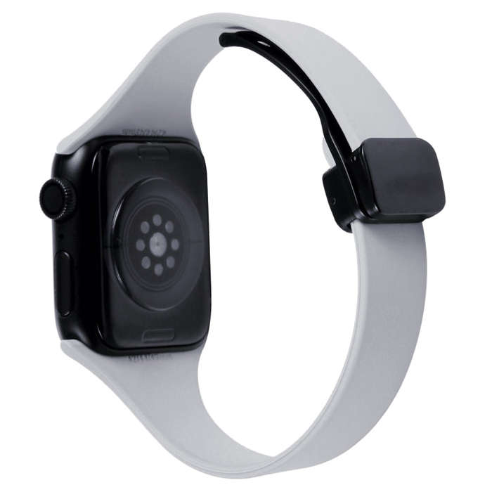 For Apple Watch Series 8 41mm Magnetic Buckle Slim Silicone Watch Band(Light Grey)