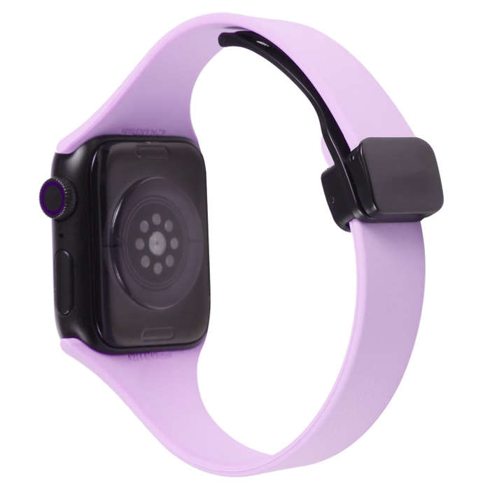 For Apple Watch Series 8 41mm Magnetic Buckle Slim Silicone Watch Band(Lavender)