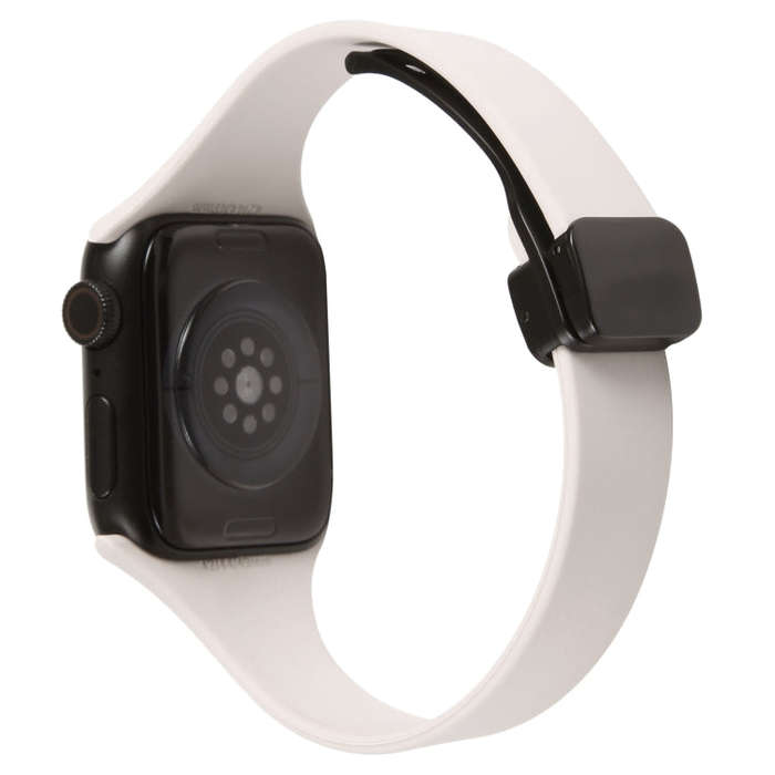For Apple Watch Series 7 45mm Magnetic Buckle Slim Silicone Watch Band(Starlight)