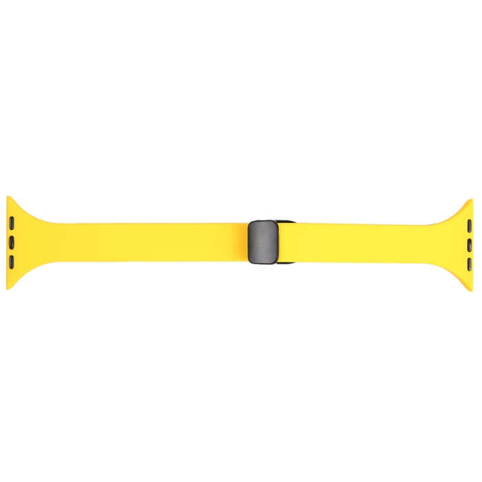 For Apple Watch Series 3 38mm Magnetic Buckle Slim Silicone Watch Band(Yellow)
