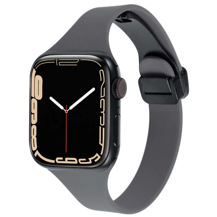 For Apple Watch Series 3 38mm Magnetic Buckle Slim Silicone Watch Band(Starry Grey)
