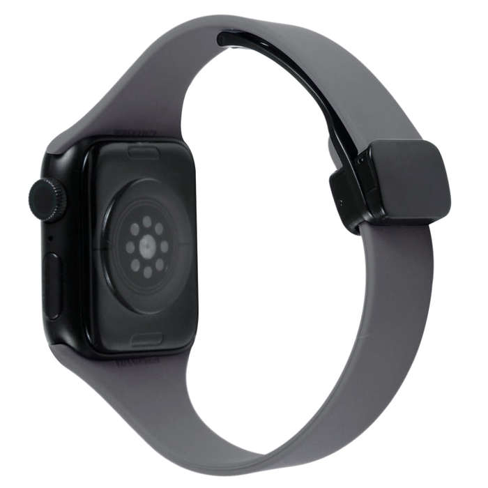 For Apple Watch Series 3 38mm Magnetic Buckle Slim Silicone Watch Band(Starry Grey)