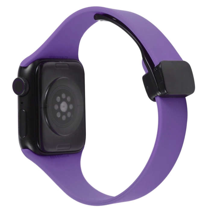 For Apple Watch Series 2 42mm Magnetic Buckle Slim Silicone Watch Band(Dark Purple)