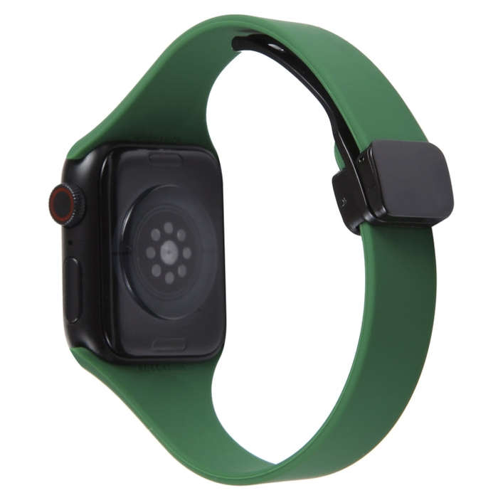 For Apple Watch Series 2 42mm Magnetic Buckle Slim Silicone Watch Band(Alfalfa Grass)