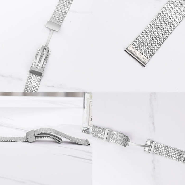 For Apple Watch Series 4 44mm Magnetic Buckle Herringbone Mesh Metal Watch Band(Starlight)