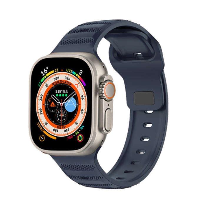 For Apple Watch Ultra 49mm Dot Texture Fluororubber Watch Band(Midnight Blue)