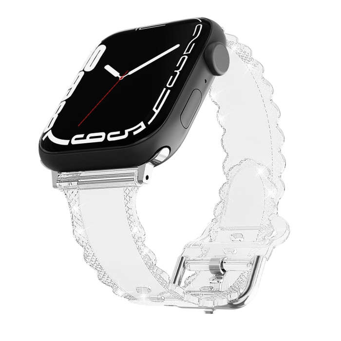 For Apple Watch Series 4 40mm Diamond Texture Lace Clear TPU Watch Band(Transparent)