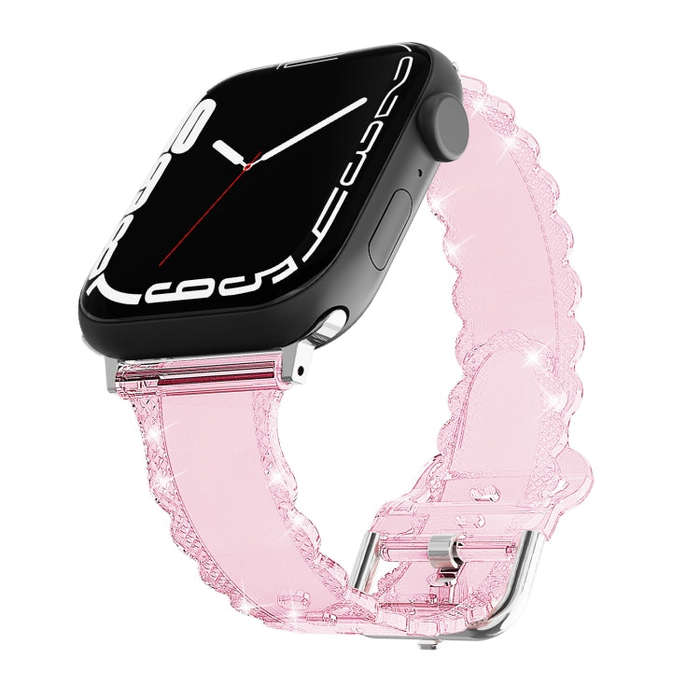 For Apple Watch Series 2 42mm Diamond Texture Lace Clear TPU Watch Band(Red)
