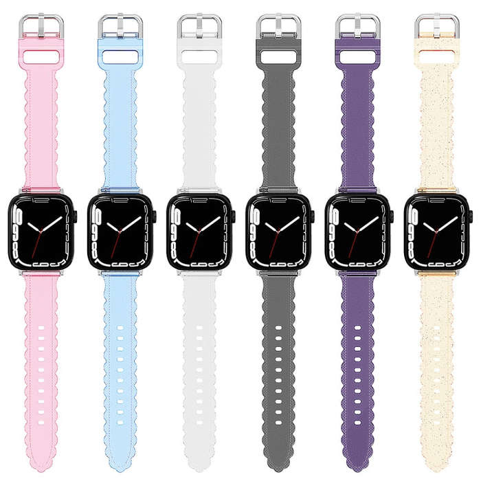 For Apple Watch Series 2 42mm Diamond Texture Lace Clear TPU Watch Band(Black)