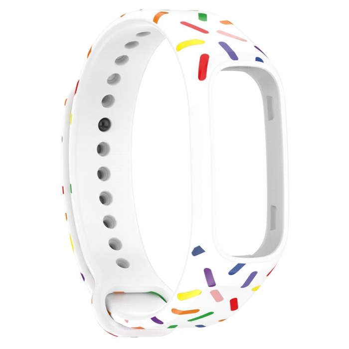 For OPPO Band Sports Rainbow Dots Silicone Watch Band(White)