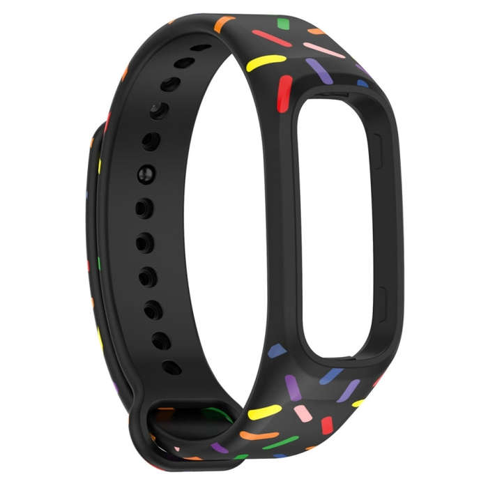 For OPPO Band Sports Rainbow Dots Silicone Watch Band(Black)