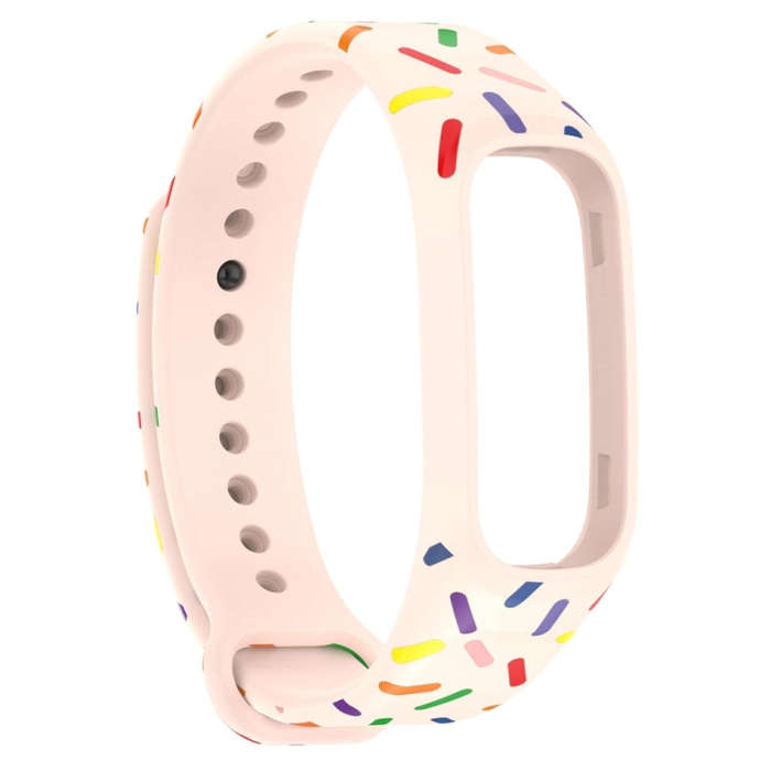 For OPPO Band Sports Rainbow Dots Silicone Watch Band(Light Pink)