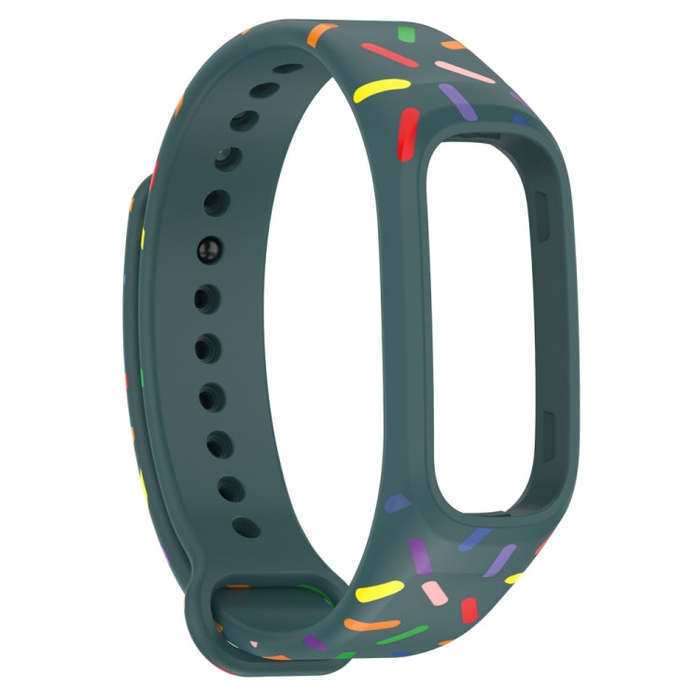 For OPPO Band Sports Rainbow Dots Silicone Watch Band(Dark Green)
