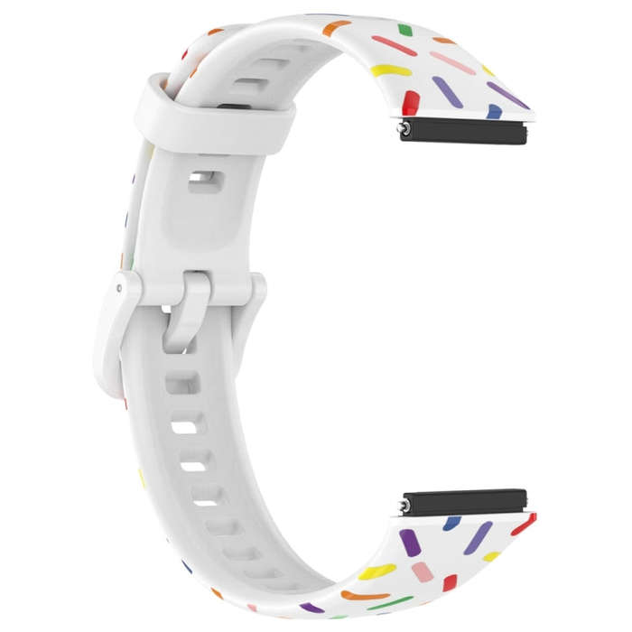 For Huawei Band 7 Sports Rainbow Dots Silicone Watch Band(White)