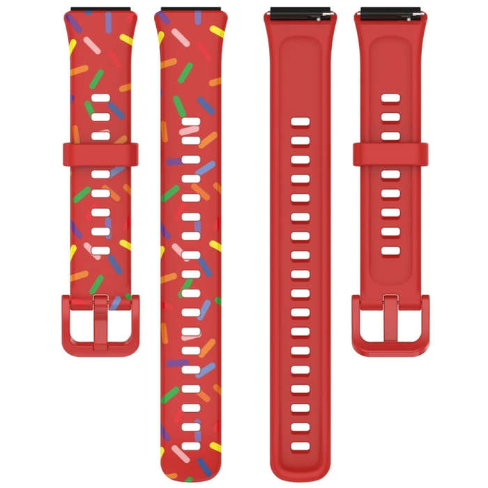 For Huawei Band 7 Sports Rainbow Dots Silicone Watch Band(Red)