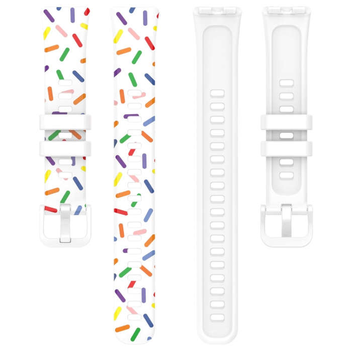 For Huawei Band 10 / 9 / 8 Sports Rainbow Dots Silicone Watch Band(White)