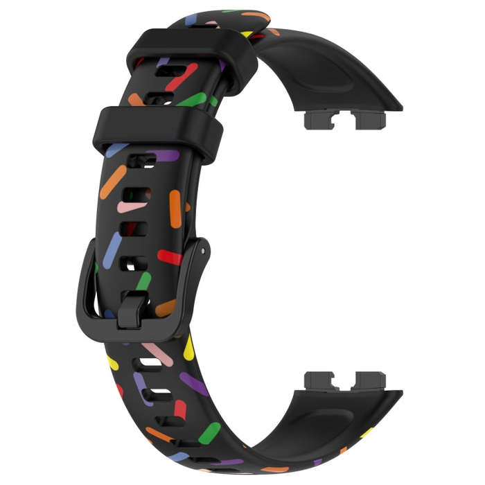 For Huawei Band 10 / 9 / 8 Sports Rainbow Dots Silicone Watch Band(Black)