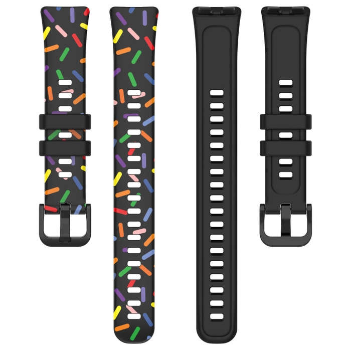 For Huawei Band 10 / 9 / 8 Sports Rainbow Dots Silicone Watch Band(Black)
