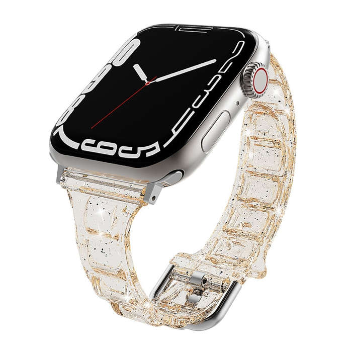 For Apple Watch 6 44mm Cube Airbag Clear TPU Watch Band(Gold)