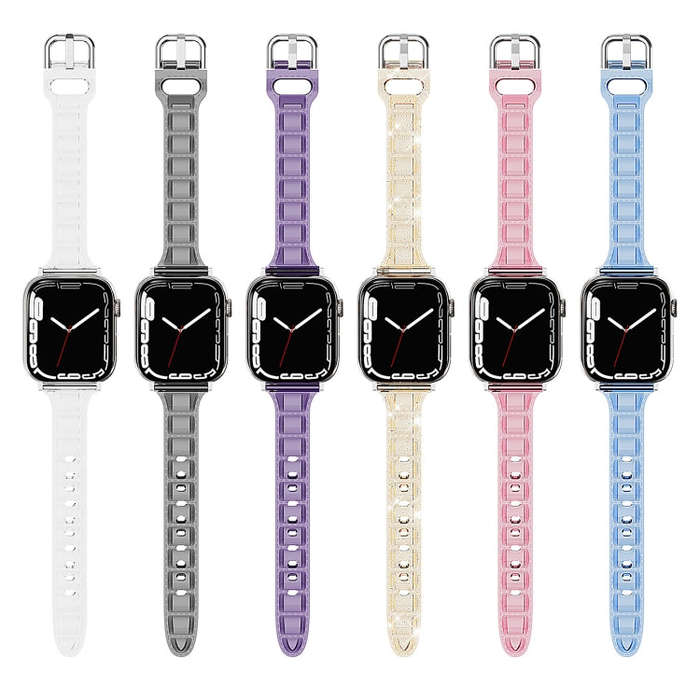 For Apple Watch SE 40mm Cube Airbag Clear TPU Watch Band(Gold)