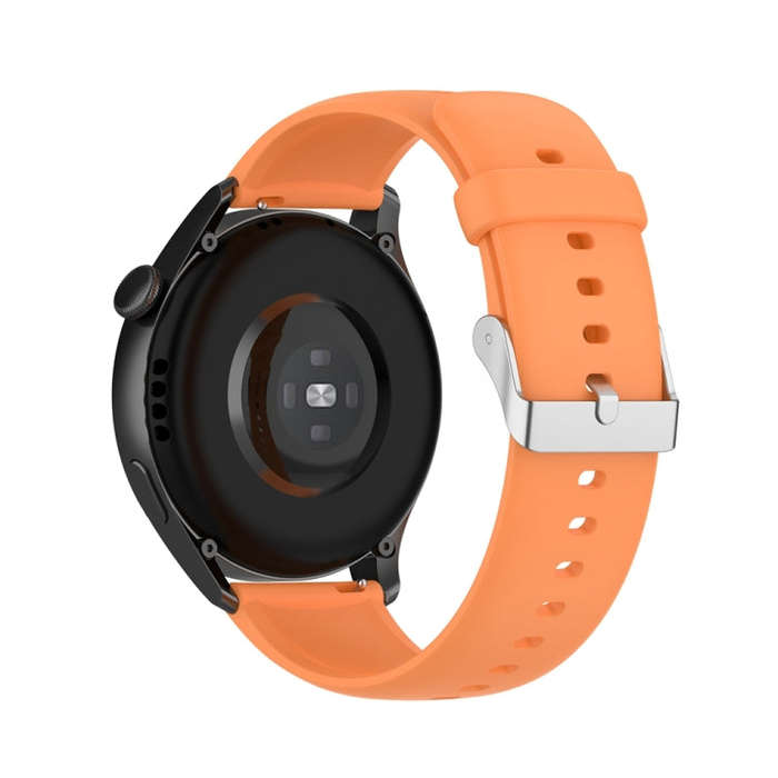 For Huawei Watch 4 / Watch 4 Pro Solid Color Silicone Stainless Steel Silver Buckle Watch Band(Or...