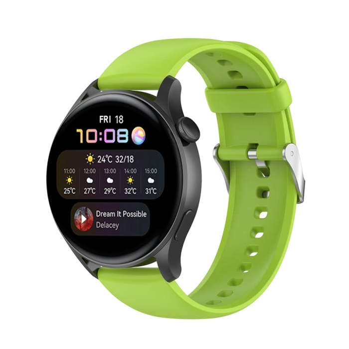 For Huawei Watch 4 / Watch 4 Pro Solid Color Silicone Stainless Steel Silver Buckle Watch Band(Li...
