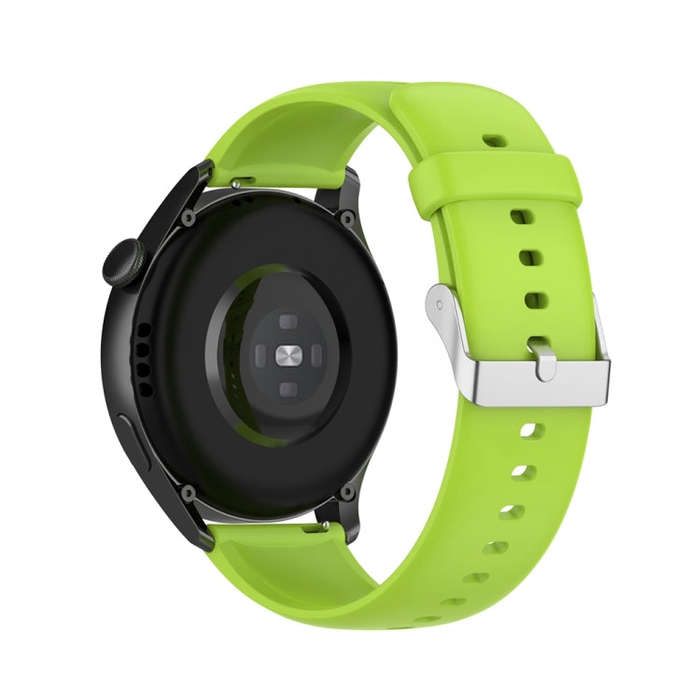 For Huawei Watch 4 / Watch 4 Pro Solid Color Silicone Stainless Steel Silver Buckle Watch Band(Li...