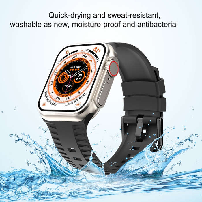 Tire Texture Silicone Watch Band For Apple Watch Series 8 41mm(Midnight)