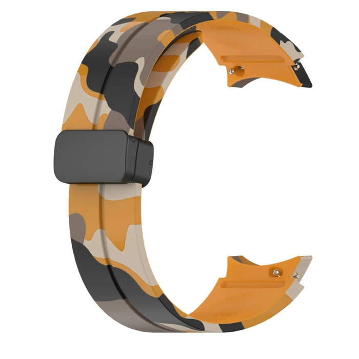 For Samsung Galaxy Watch5 / 5 Pro / Watch 4 / 4 Classic Magnetic Clasp Camouflage Silicone Watch ...