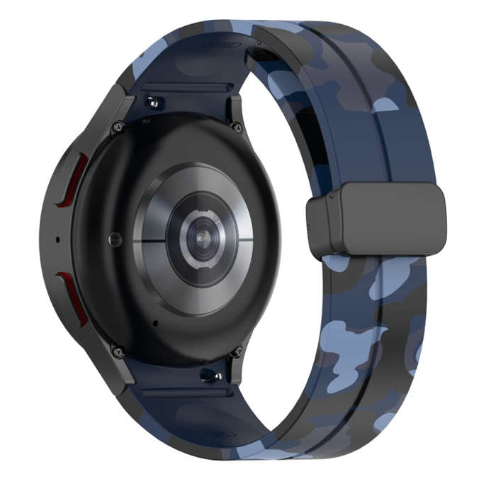 For Samsung Galaxy Watch5 / 5 Pro / Watch 4 / 4 Classic Magnetic Clasp Camouflage Silicone Watch ...
